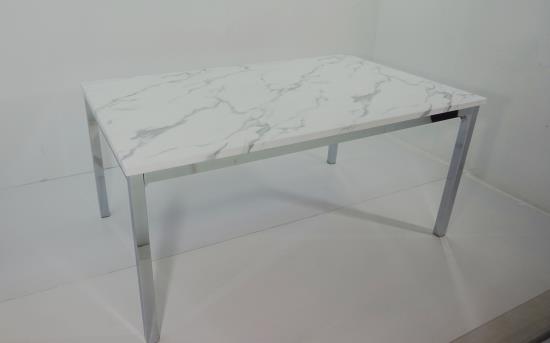 Athena Rectangle Dining Table with Marble Top Chrome