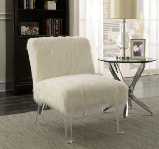 Faux Sheepskin Upholstered Accent Chair White