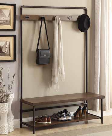 Alise Hall Tree with 5 Coat Hooks Chestnut and Dark Bronze