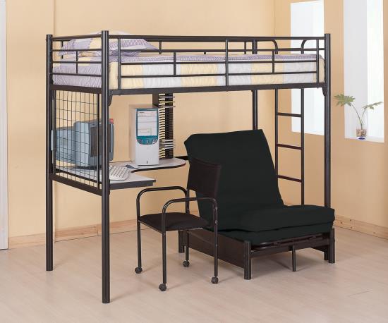 Jenner Twin Futon Workstation Loft Bed Black