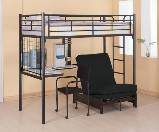 Jenner Twin Futon Workstation Loft Bed Black