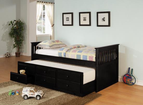 Rochford Twin Captain's Daybed with Storage Trundle Black