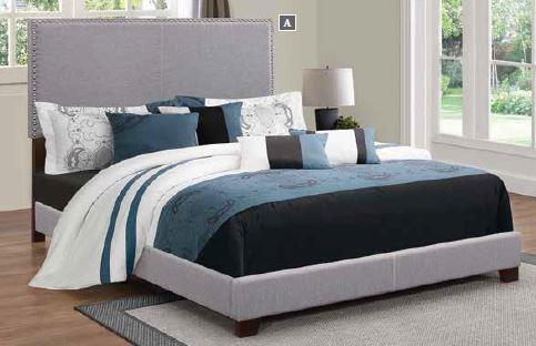 Boyd Twin Upholstered Bed with Nailhead Trim Grey