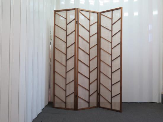 Mila Foldable 3-Panel Screen Walnut and Linen