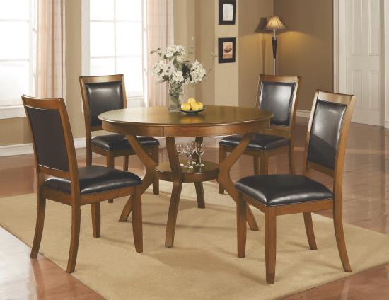 Nelms Dining Table with Shelf Deep Brown
