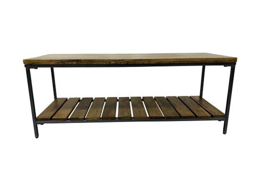 Gerbera Accent Bench with Slat Shelf Natural and Gunmetal