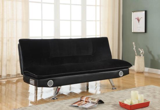 Odel Upholstered Sofa Bed with Bluetooth Speakers Black