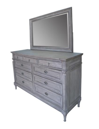 Alderwood Rectangle Dresser Mirror French Grey
