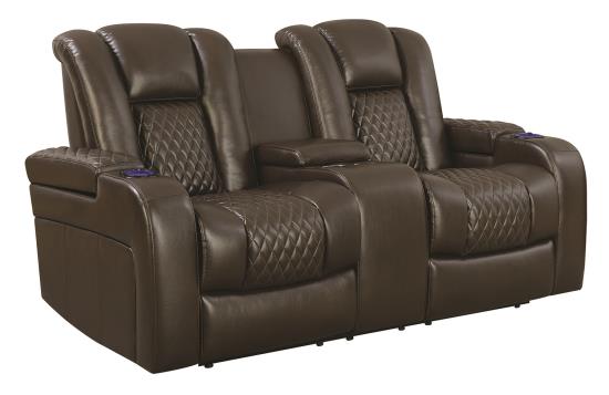 Delangelo Power^2 Loveseat with Drop-down Table Brown