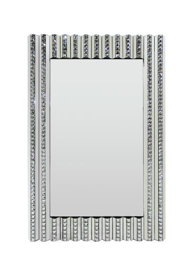 Aideen Rectangular Wall Mirror with Vertical Stripes of Faux Crystals