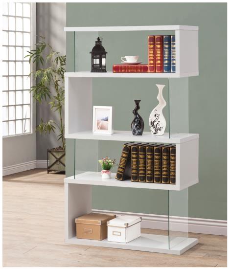 Emelle 4-tier Bookcase White and Clear