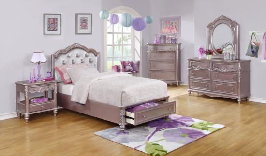 Caroline Twin Storage Bed Metallic Lilac and Grey