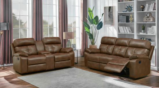 Damiano Upholstered Tufted Living Room Set Tri-tone Brown