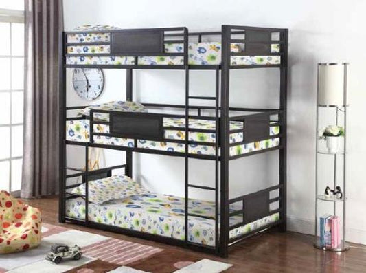 Rogen Twin Triple Bunk Bed Dark Bronze