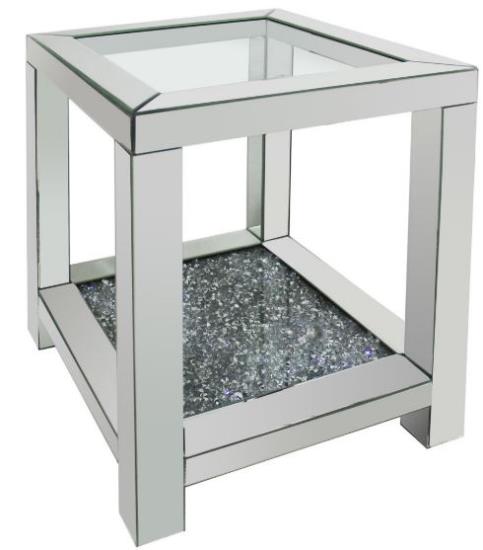 Mozzi Square End Table with Glass Top Mirror