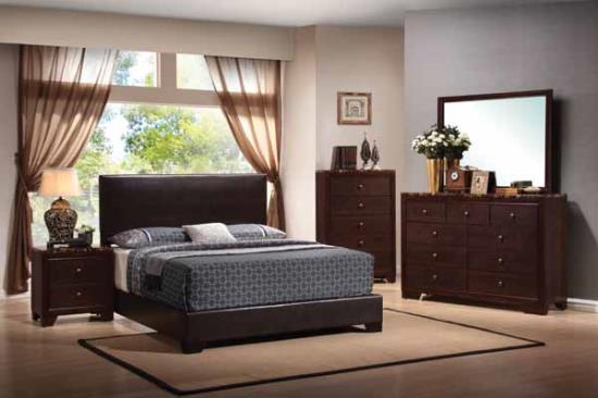 Conner California King Upholstered Panel Bed Dark Brown
