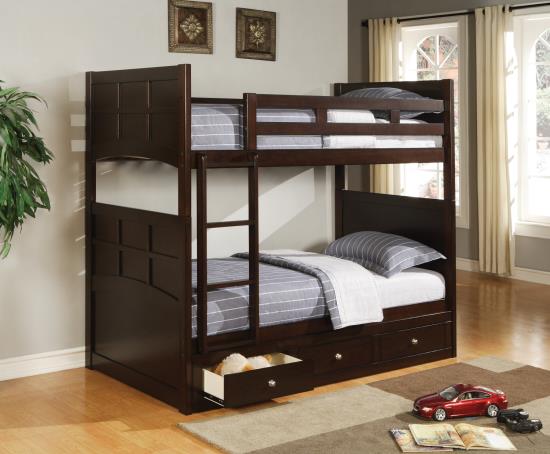 Jasper Twin over Twin Bunk Bed with Ladder Cappuccino
