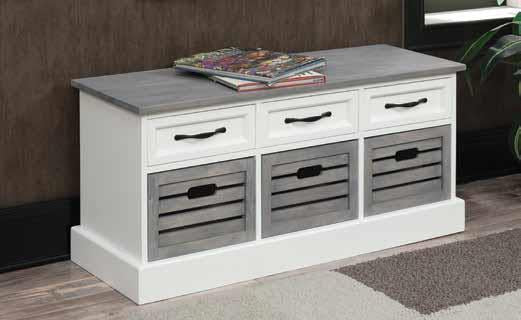 Alma 3-drawer Storage Bench White and Weathered Grey