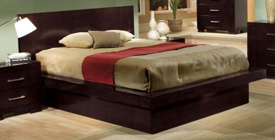 Jessica Eastern King Platform Bed with Rail Seating Cappuccino