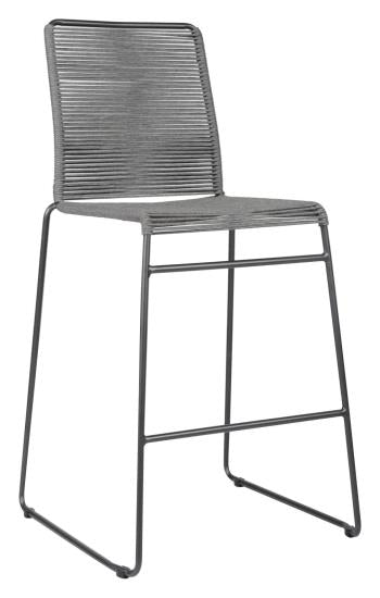 Kai Upholstered Bar Stools with Footrest (Set of 2) Charcoal and Gunmetal