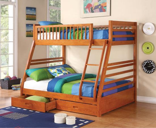 Ashton Twin over Full 2-drawer Bunk Bed Honey