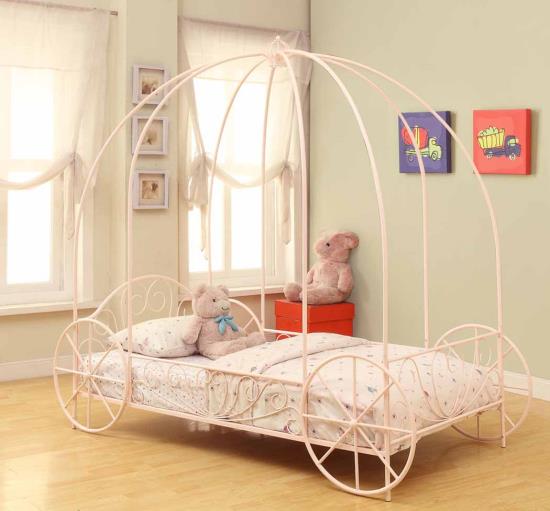 Massi Twin Canopy Bed Powder Pink