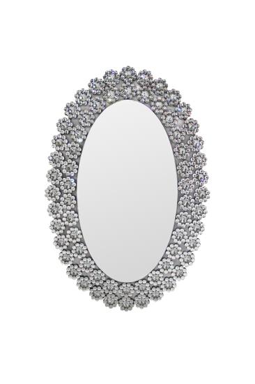 Colleen Oval Wall Mirror with Faux Crystal Blossoms