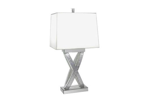 Dominick Table Lamp with Rectange Shade White and Mirror