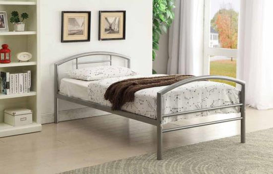 Baines Twin Metal Bed with Arched Headboard Silver