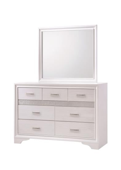 Miranda 7-drawer Dresser White and Rhinestone