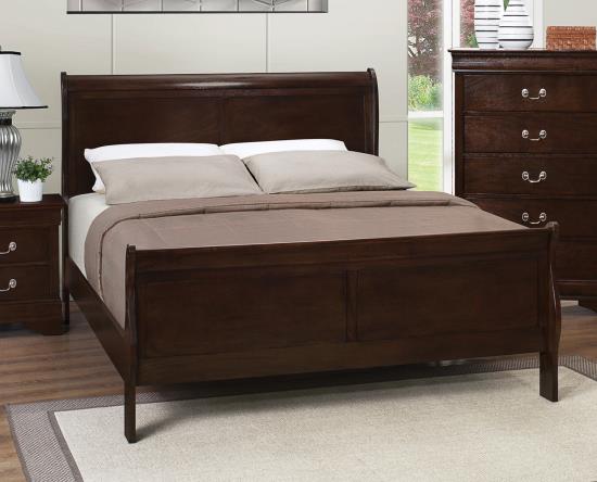 Louis Philippe Eastern King Panel Sleigh Bed Cappuccino