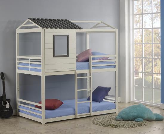 Belton House-themed Twin over Twin Bunk Bed White