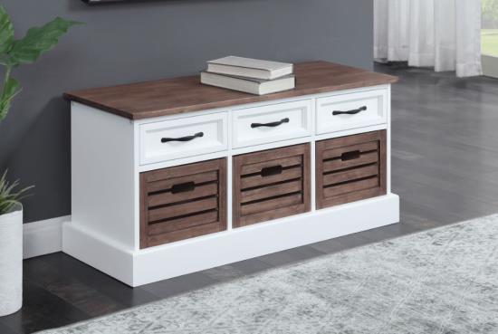 Alma 3-drawer Storage Bench Weathered Brown and White