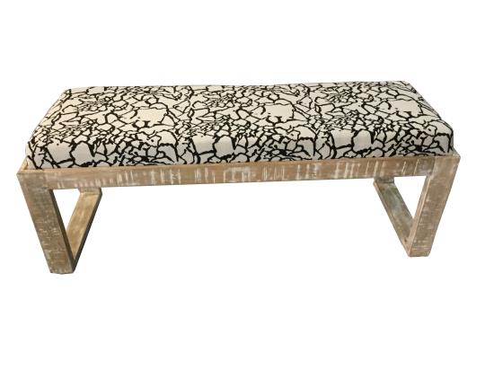 Aiden Sled Leg Upholstered Accent Bench Black and White