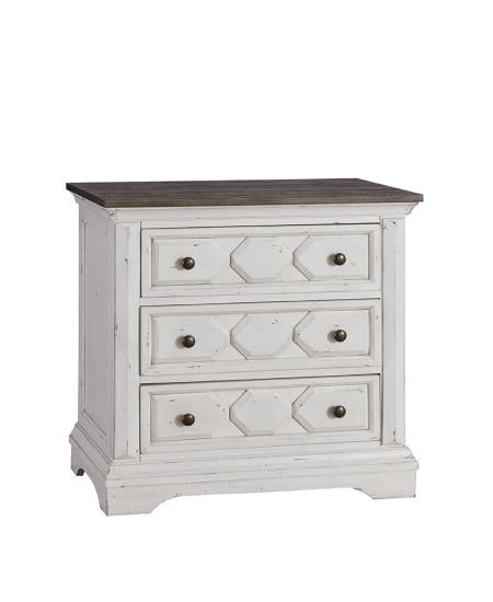 Celeste 3-drawer Nightstand Rustic Latte and Vintage White