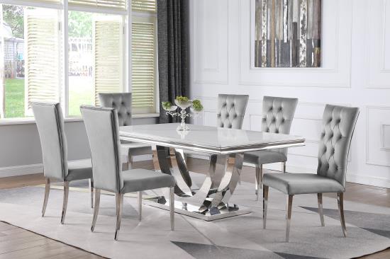 Kerwin 7-piece Dining Room Set Grey and Chrome