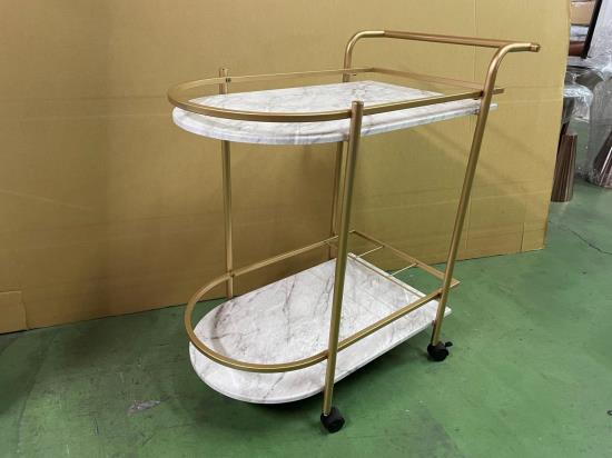 Desiree Rack Bar Cart with Casters Gold