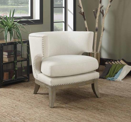 Dominic Barrel Back Accent Chair White and Weathered Grey