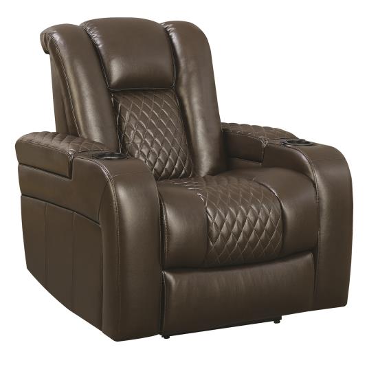 Delangelo Power^2 Recliner with Cup Holders Brown