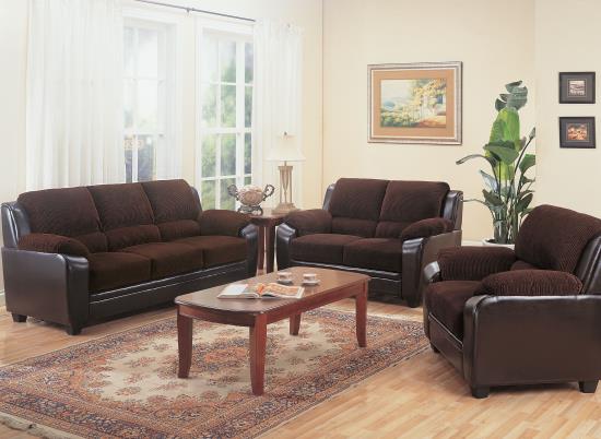 Monika Upholstered Living Room Set Brown