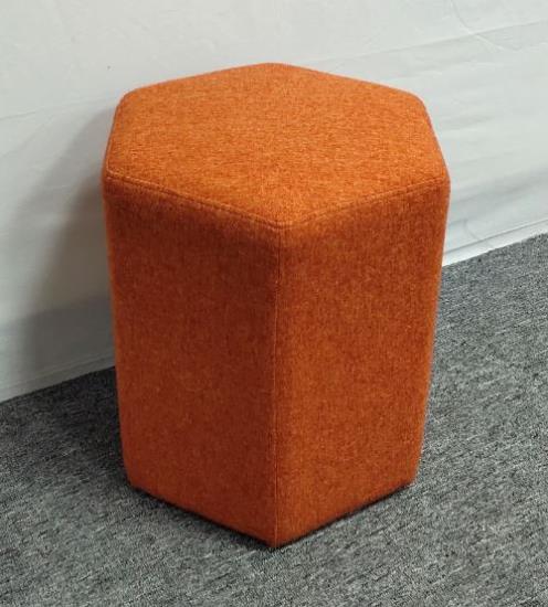 Hexagonal Upholstered Stool Orange