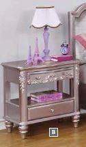 Caroline 2-drawer Rectangular Nightstand Metallic Lilac