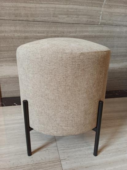 Basye Round Upholstered Ottoman with Metal Legs