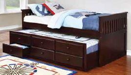 Rochford Twin Captain's Daybed with Storage Trundle Cappuccino