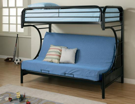 Montgomery Twin over Futon Bunk Bed Glossy Black