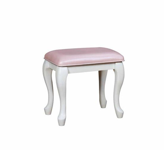 Caroline Vanity Stool White and Pink