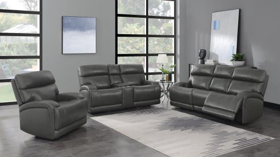 Longport Upholstered Power Loveseat with Console Charcoal