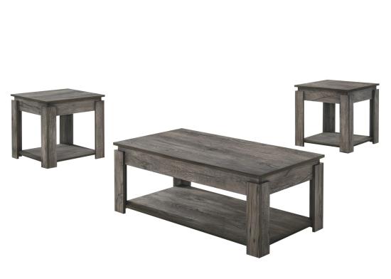 Donal 3-piece Occasional Set with Open Shelves Weathered Grey