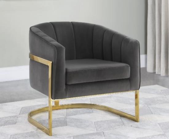 Joey Tufted Barrel Accent Chair Dark Grey and Gold