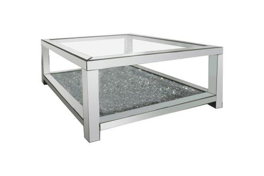 Mozzi Rectangular Coffee Table with Glass Top Mirror